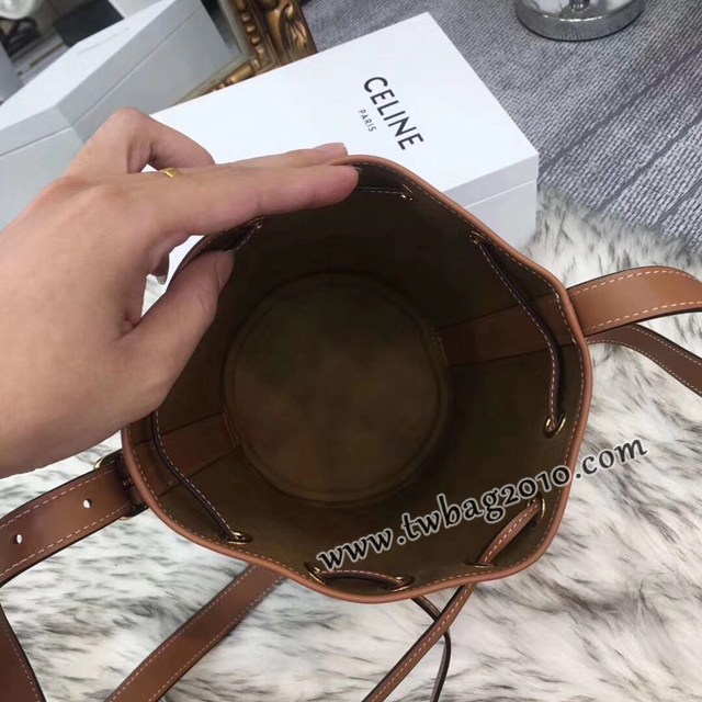 Celine專櫃2023新款凱旋門印花水桶包 191142 賽琳TRIOMPHE印花抽繩包 sldj2249